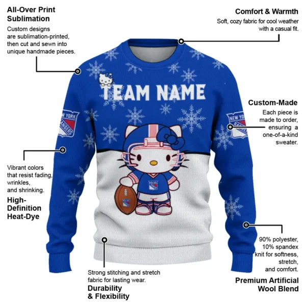 New York Rangers Sweater Customized Hello Kitty Blue New Arrival