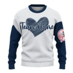 New York Yankees Sweater Custom Heart Sketch Navy White Best Selling