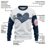 New York Yankees Sweater Custom Heart Sketch Navy White Best Selling