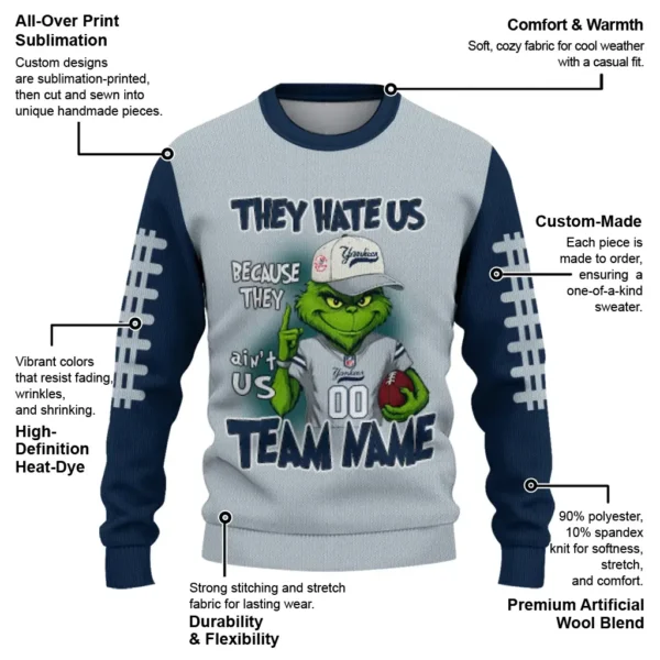 New York Yankees Sweater Personalized Grinch Fierce Navy New Arrival