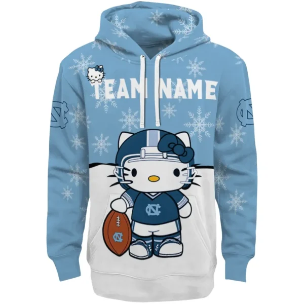 North Carolina Tar Heels Hoodie Custom Hello Kitty Light Blue Best Selling