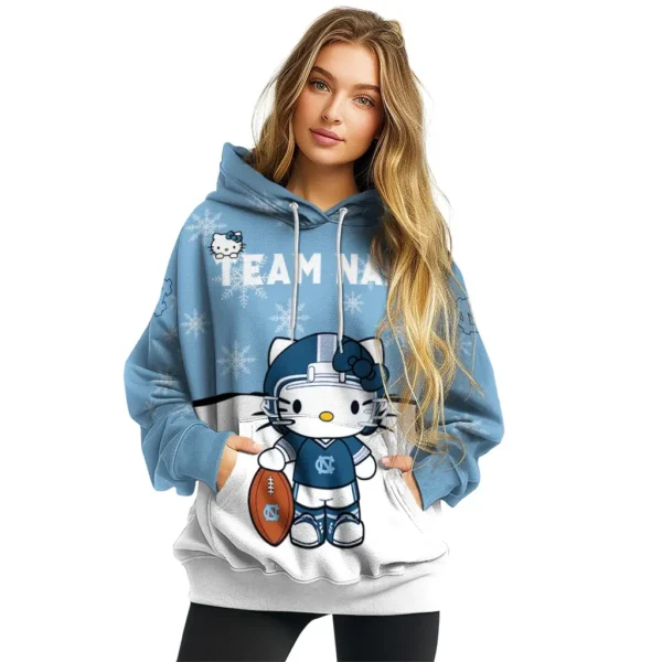 North Carolina Tar Heels Hoodie Custom Hello Kitty Light Blue High Quality
