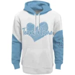 North Carolina Tar Heels Hoodie Customized Scribble Heart Light Blue White Best Selling