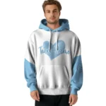 North Carolina Tar Heels Hoodie Customized Scribble Heart Light Blue White Best Selling