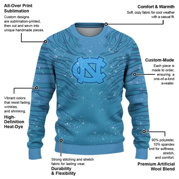 North Carolina Tar Heels Sweater Custom Tiger Pattern New Arrival