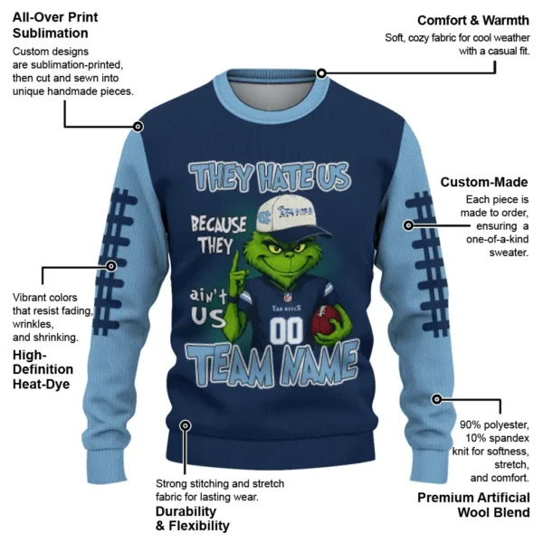 North Carolina Tar Heels Sweater Customized Grinch Fierce Light Blue New Arrival