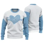 North Carolina Tar Heels Sweater Personalized Heart Sketch Light Blue White Best Selling