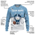 North Carolina Tar Heels Sweater Personalized Hello Kitty Light Blue Best Selling