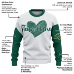 North Dakota State Bison Sweater Custom Heart Sketch Green White Best Selling