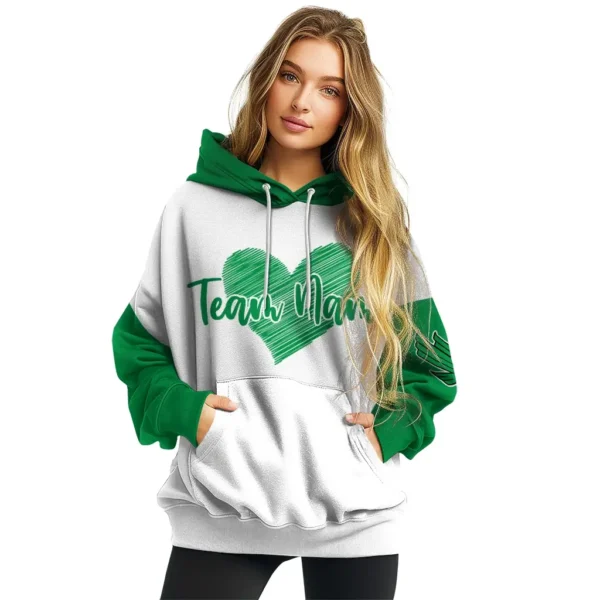 North Texas Mean Green Hoodie Personalized Scribble Heart Green White High Quality
