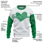 North Texas Mean Green Sweater Custom Heart Sketch Green White Best Selling