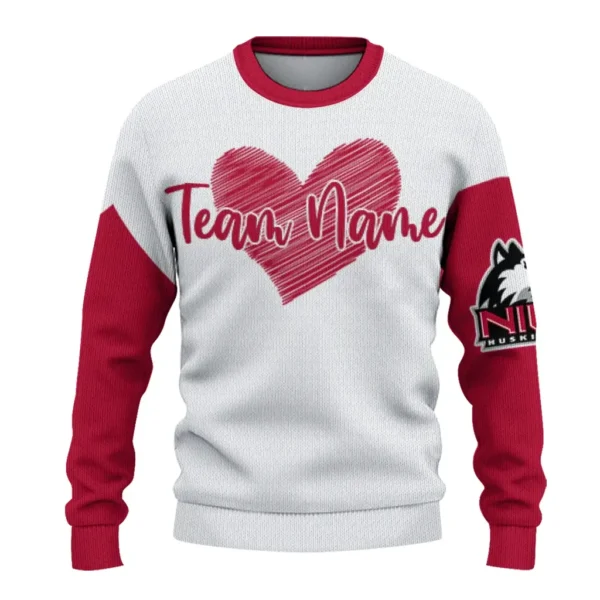 Northern Illinois Huskies Sweater Customized Heart Sketch Red White Best Selling