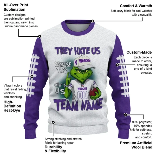 Northwestern Wildcats Sweater Customized Grinch Fierce Purple New Arrival