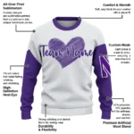 Northwestern Wildcats Sweater Personalized Heart Sketch Purple White Best Selling