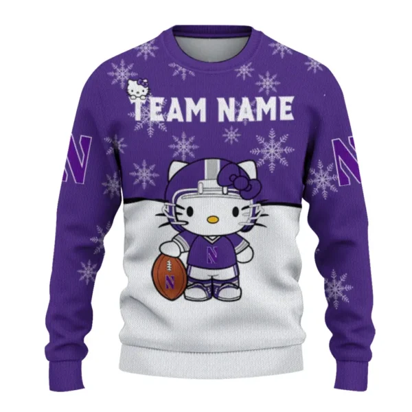 Northwestern Wildcats Sweater Personalized Hello Kitty Purple Best Selling