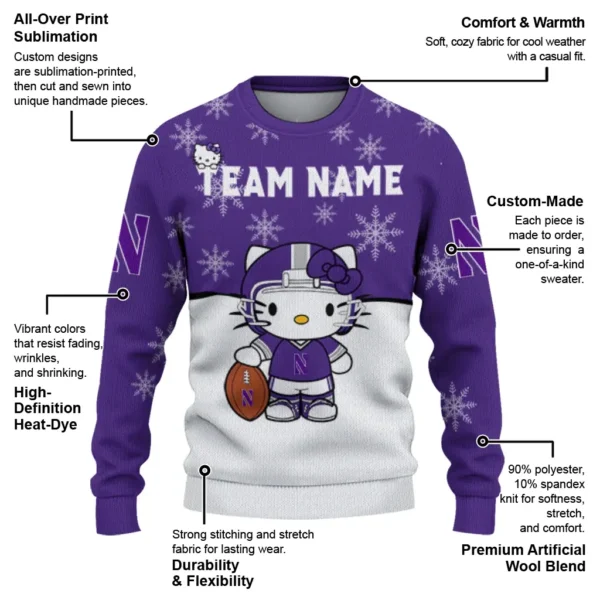 Northwestern Wildcats Sweater Personalized Hello Kitty Purple New Arrival