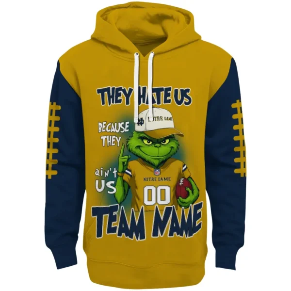 Notre Dame Fighting Irish Hoodie Custom Grinch Fierce Navy Best Selling
