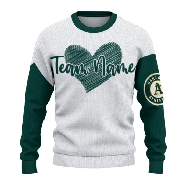 Oakland Athletics Sweater Customized Heart Sketch Green White Best Selling