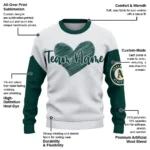 Oakland Athletics Sweater Customized Heart Sketch Green White Best Selling