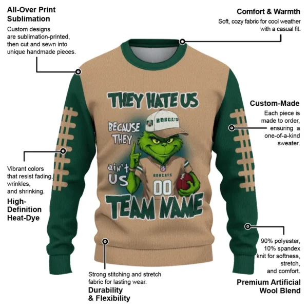 Ohio Bobcats Sweater Customized Grinch Fierce Green New Arrival