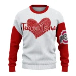Ohio State Buckeyes Sweater Customized Heart Sketch Scarlet White Best Selling