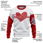 Ohio State Buckeyes Sweater Customized Heart Sketch Scarlet White Best Selling