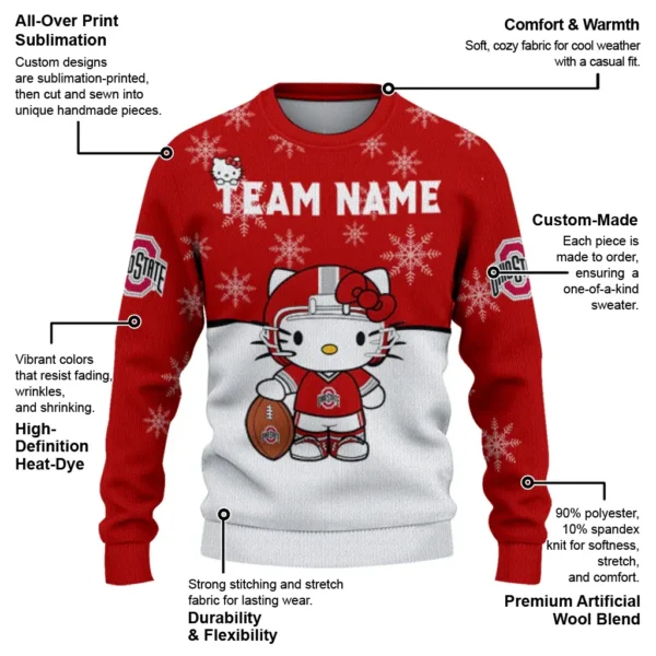 Ohio State Buckeyes Sweater Customized Hello Kitty Scarlet New Arrival