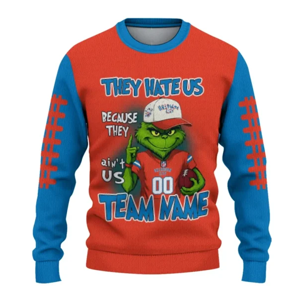 Oklahoma City Thunder Sweater Custom Grinch Fierce Blue Best Selling