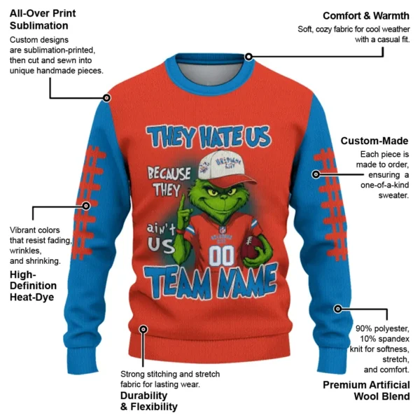 Oklahoma City Thunder Sweater Custom Grinch Fierce Blue New Arrival