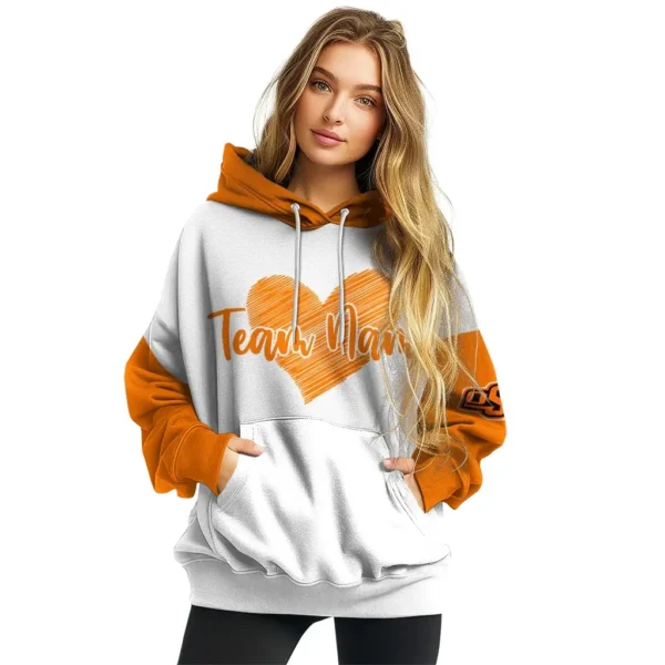 Oklahoma State Cowboys Hoodie Personalized Scribble Heart Orange White High Quality