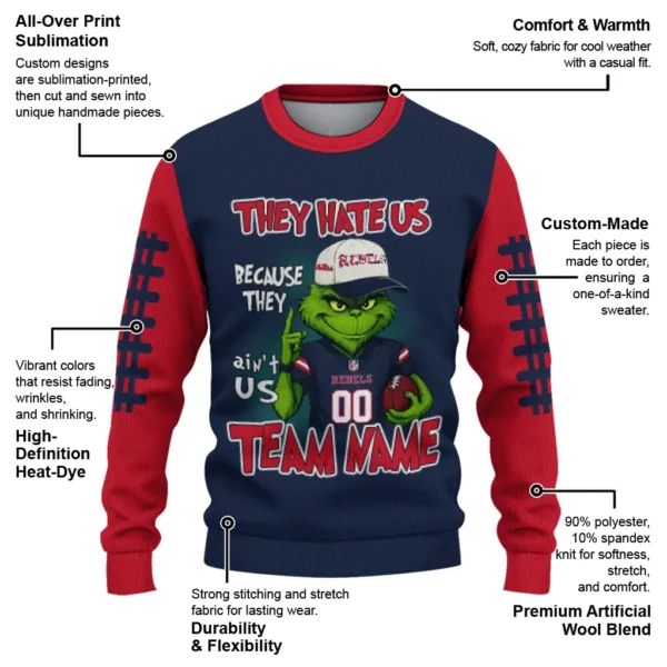 Ole Miss Rebels Sweater Custom Grinch Fierce Red New Arrival