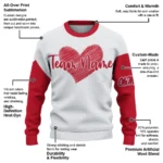 Ole Miss Rebels Sweater Customized Heart Sketch Red White Best Selling
