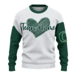 Oregon Ducks Sweater Customized Heart Sketch Green White Best Selling