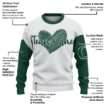 Oregon Ducks Sweater Customized Heart Sketch Green White Best Selling