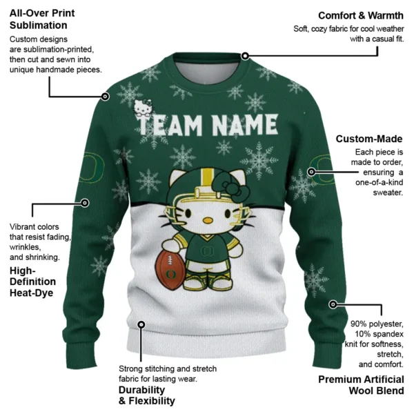 Oregon Ducks Sweater Customized Hello Kitty Green New Arrival