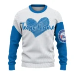 Philadelphia 76ers Sweater Personalized Heart Sketch Blue White Best Selling