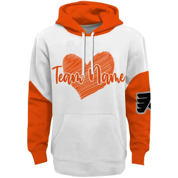Philadelphia Flyers Hoodie Personalized Scribble Heart Orange White Best Selling