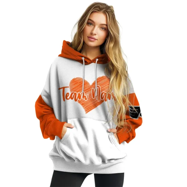 Philadelphia Flyers Hoodie Personalized Scribble Heart Orange White High Quality
