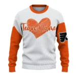 Philadelphia Flyers Sweater Custom Heart Sketch Orange White Best Selling