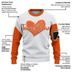 Philadelphia Flyers Sweater Custom Heart Sketch Orange White Best Selling