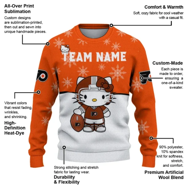 Philadelphia Flyers Sweater Custom Hello Kitty Orange New Arrival