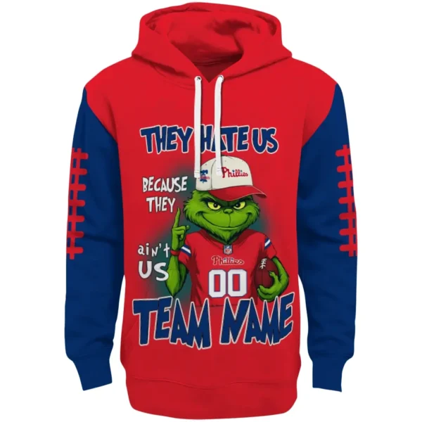 Philadelphia Phillies Hoodie Personalized Grinch Fierce Blue Best Selling