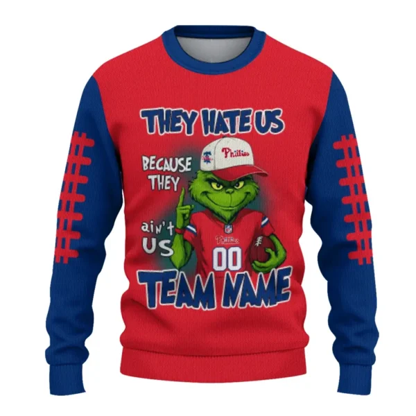 Philadelphia Phillies Sweater Customized Grinch Fierce Blue Best Selling