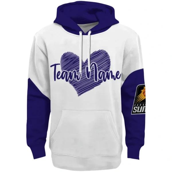 Phoenix Suns Hoodie Custom Scribble Heart Purple White Best Selling