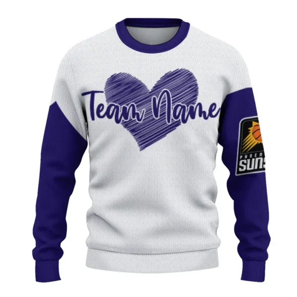 Phoenix Suns Sweater Customized Heart Sketch Purple White Best Selling