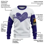 Phoenix Suns Sweater Customized Heart Sketch Purple White Best Selling