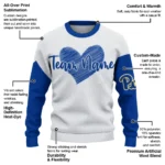 Pittsburgh Panthers Sweater Personalized Heart Sketch Royal Blue White Best Selling