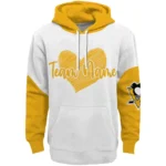 Pittsburgh Penguins Hoodie Custom Scribble Heart Yellow White Best Selling