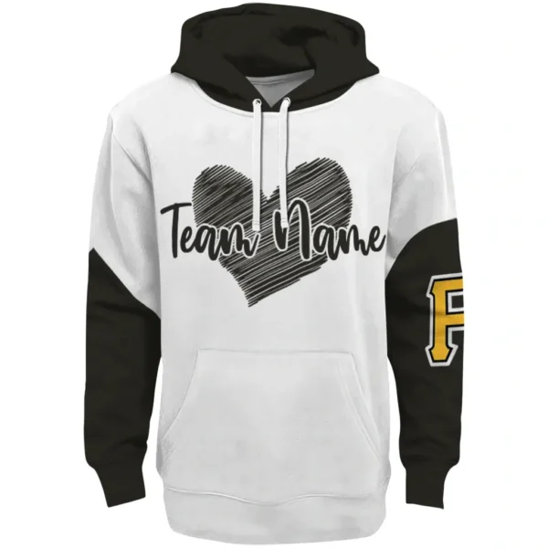 Pittsburgh Pirates Hoodie Personalized Scribble Heart Black White Best Selling