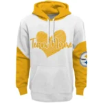Pittsburgh Steelers Hoodie Personalized Scribble Heart Gold White Best Selling